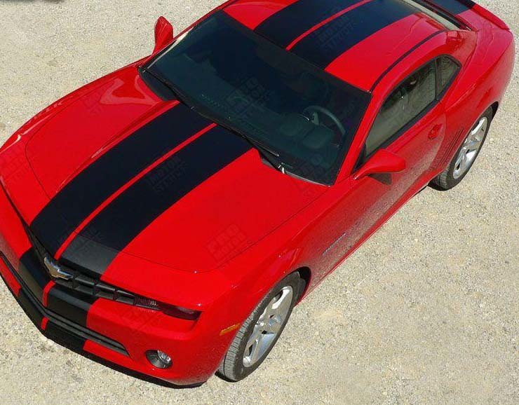 Pace Style Full Length Twin Stripe Kit — Autocollant vinyle (capot, toit, coffre, pare-chocs arrière, pare-chocs avant) pour Chevrolet Camaro 2010-2015