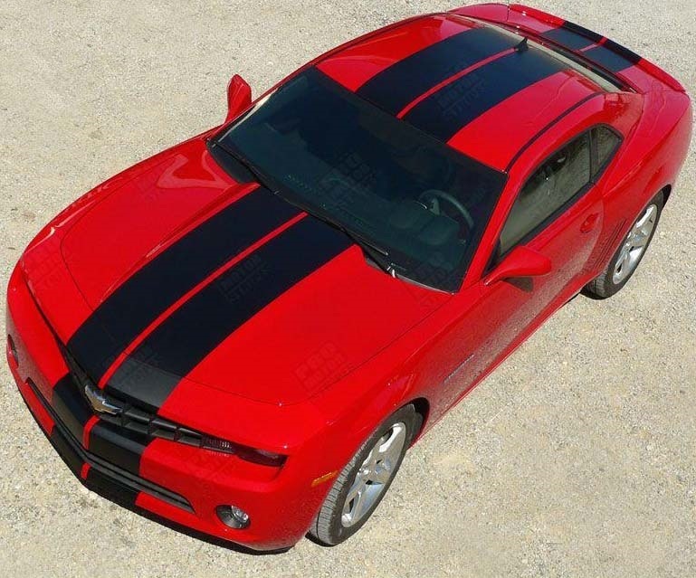 Pace Style Dual Center Racing Stripe Kit — Autocollant vinyle (capot, toit, coffre, pare-chocs arrière, pare-chocs avant) pour Chevrolet Camaro 2010-2015