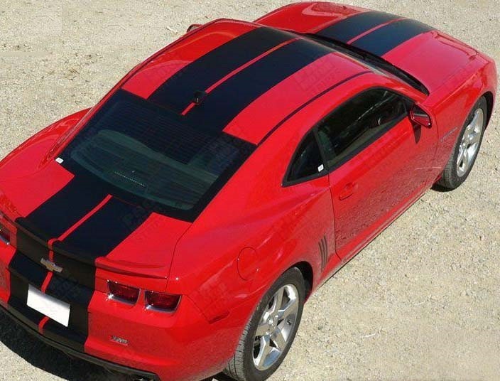 Pace Style Dual Center Racing Stripe Kit — Autocollant vinyle (capot, toit, coffre, pare-chocs arrière, pare-chocs avant) pour Chevrolet Camaro 2010-2015_2
