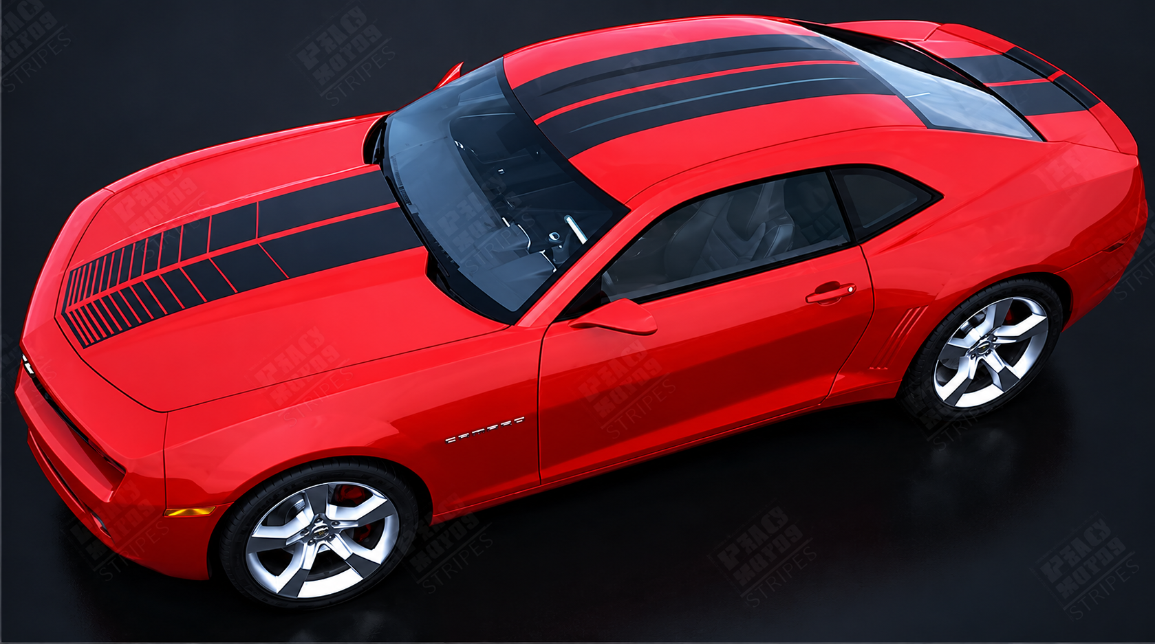Over The Top Strobe Double Stripe Kit — Autocollant vinyle (capot, toit, coffre) pour Chevrolet Camaro 2010-2015
