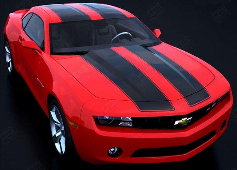 Bumblebee Transformers Style Twin Rally Stripe Kit — Autocollant vinyle (capot, toit, coffre) pour Chevrolet Camaro 2010-2015