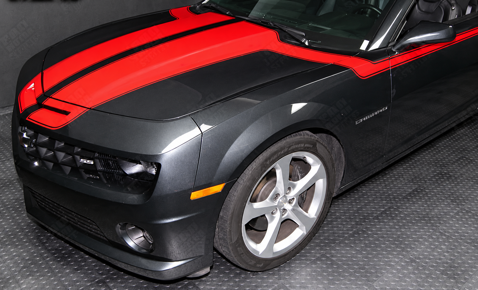 Rally Sport Hood To Side Stripe Kit — Autocollant vinyle (capot, côté) pour Chevrolet Camaro 2010-2015
