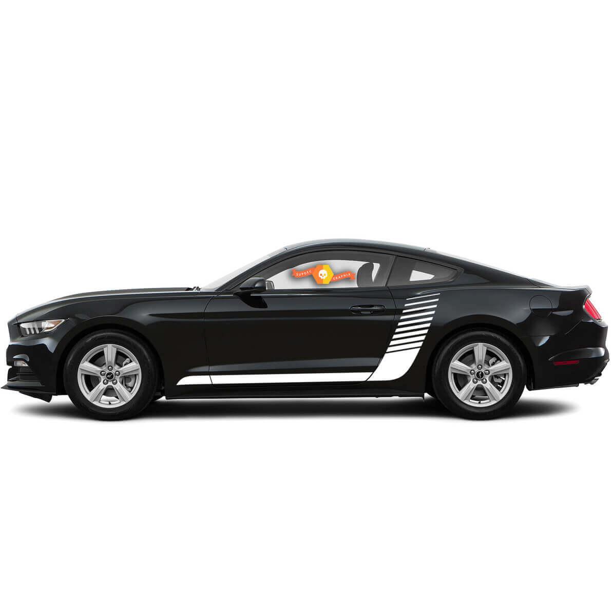 Autocollants en vinyle à rayures stroboscopiques style hockey latéral pour Ford Mustang 2015-2017