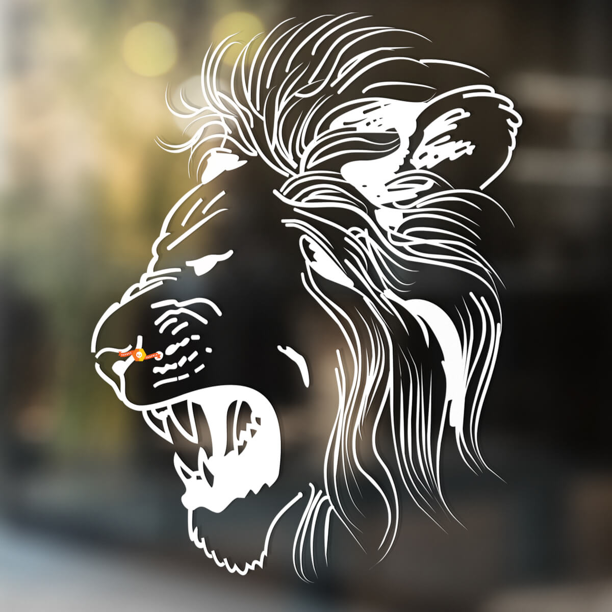 Autocollant mural en vinyle Lion pour fenêtre et salle de bains, autocollant amovible #3
