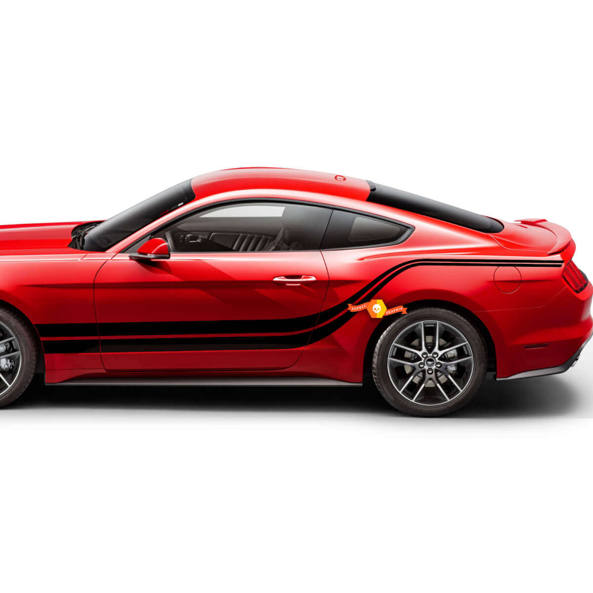 Bandes doubles ondulées adaptées aux autocollants en vinyle Ford Mustang 2005-2024
