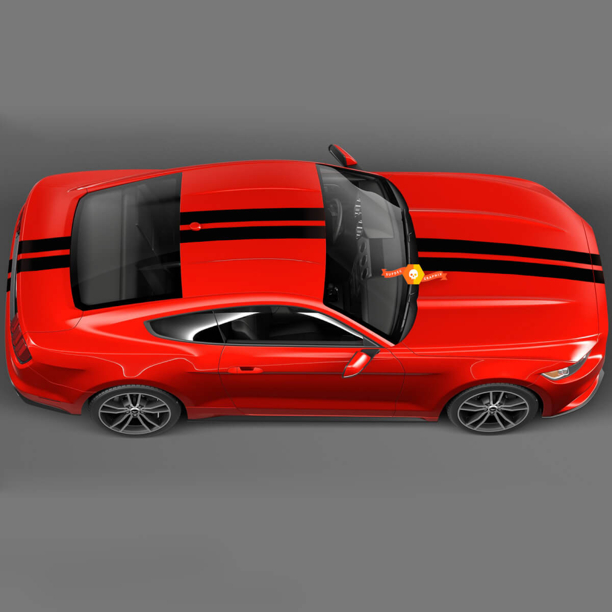 Racing Rally Dual Stripes sur le dessus de la Ford Mustang 2005 - 2024 Autocollants décalcomanies
