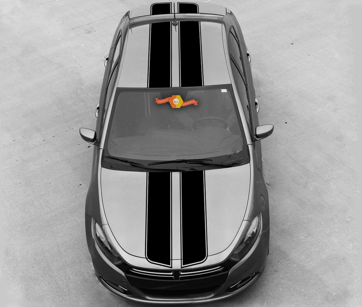 Kit d'autocollants vinyle à double contour en bandes pour le dessus pour Dodge Dart 2013-20