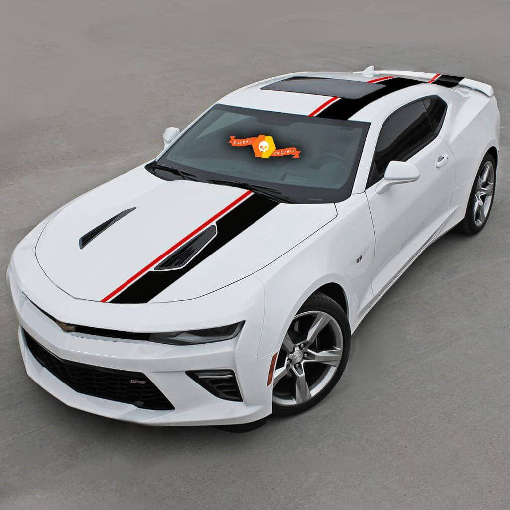 Autocollant Vinyle Bandes Latérales Doubles Pour Chevrolet Camaro 2016-2018