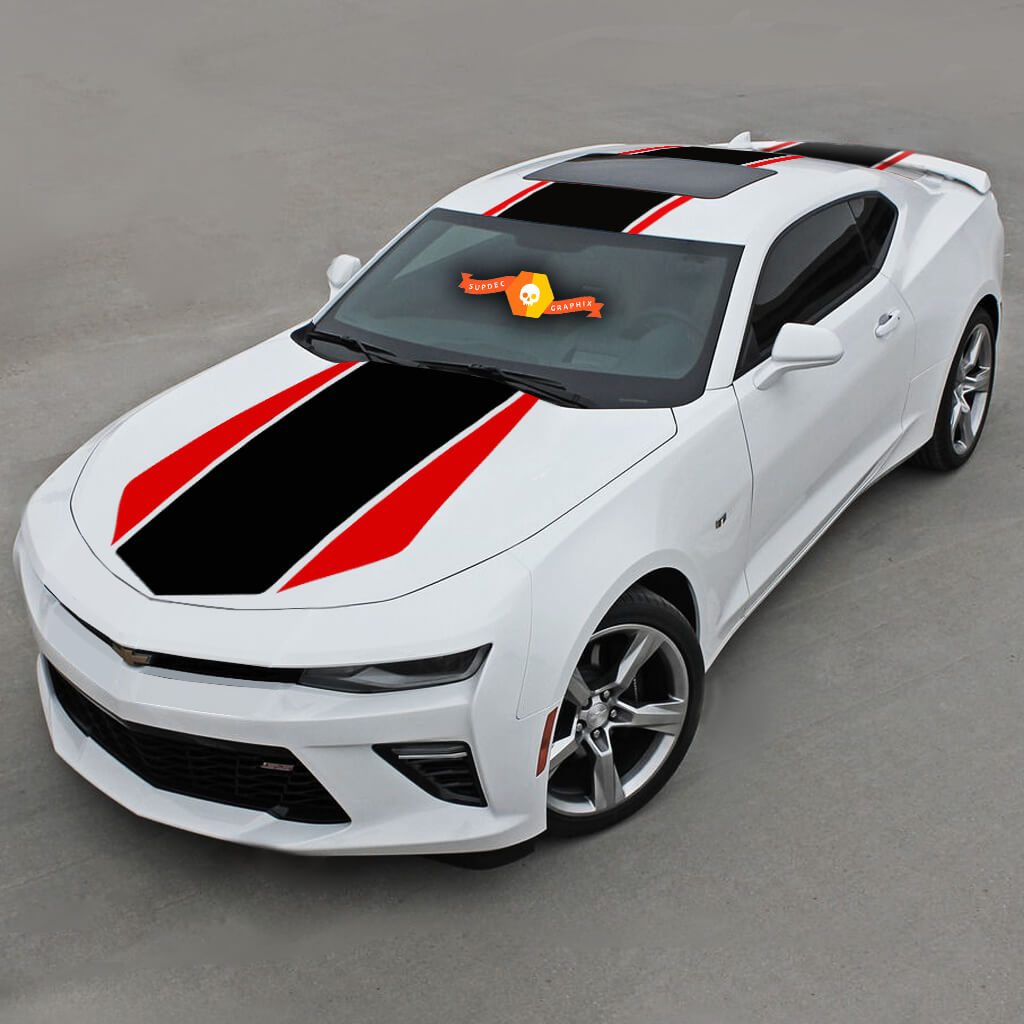 Kit complet de bandes graphiques pour capot, toit et arrière, compatible avec Chevrolet Camaro
