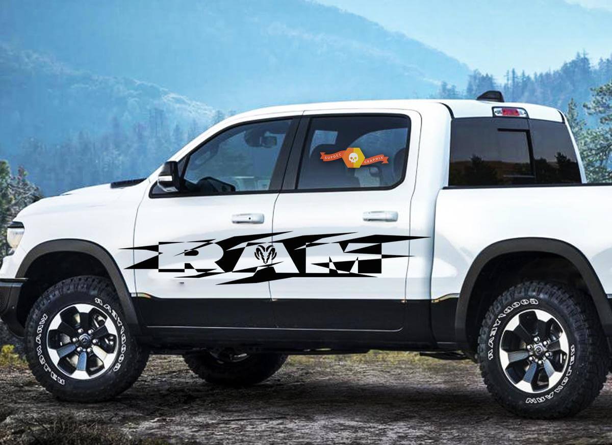 DODGE RAM HEMI 1500 2500 3500 2x décalcomanies graphiques de course vinyle grand autocollant logo
