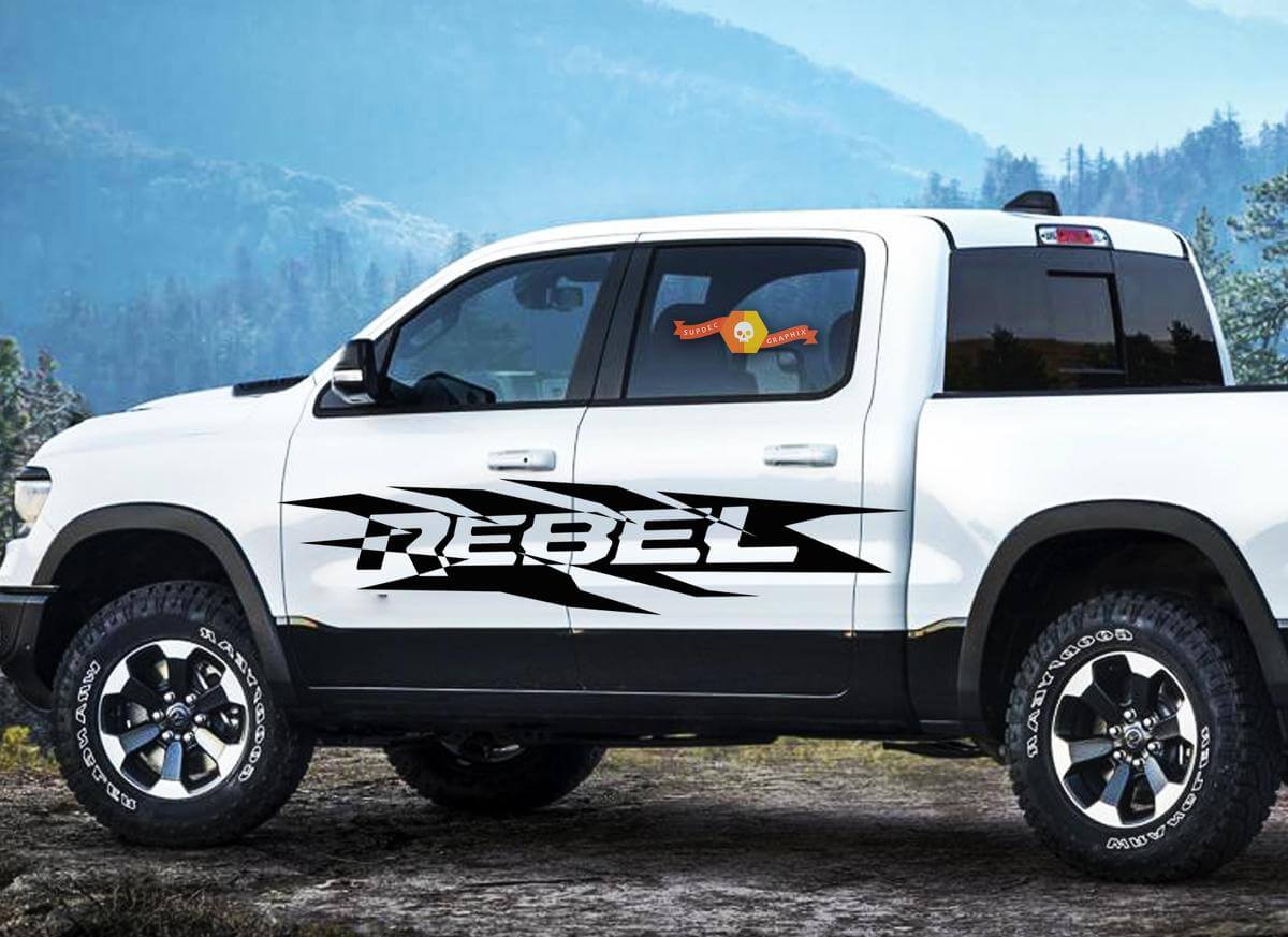 Kit de décalcomanies latérales Rebel Side en vinyle pour Dodge Ram 1500 2500 3500
