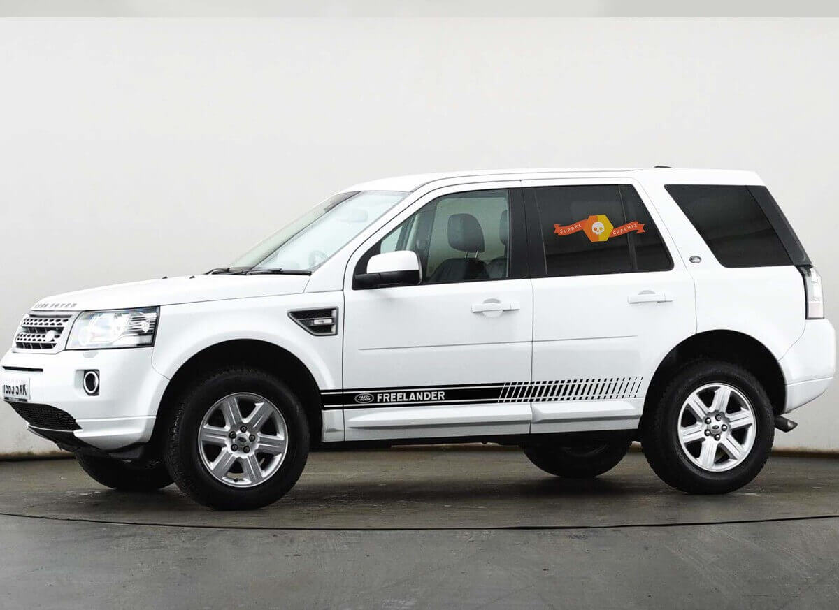 Kit d'autocollants vinyle à bandes stroboscopiques et logo latéral pour Land Rover Freelander