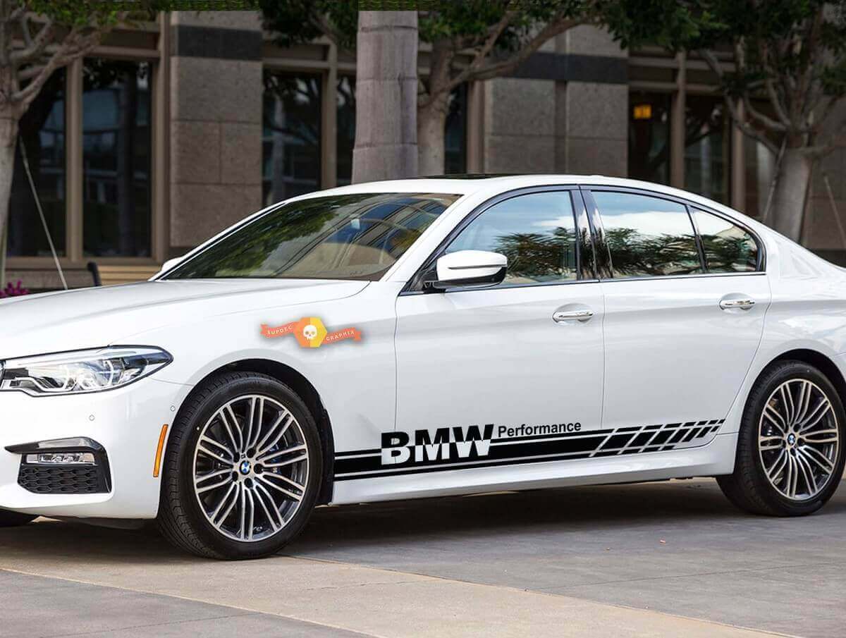 Set d'autocollants vinyle bandes latérales style BMW Performance pour BMW