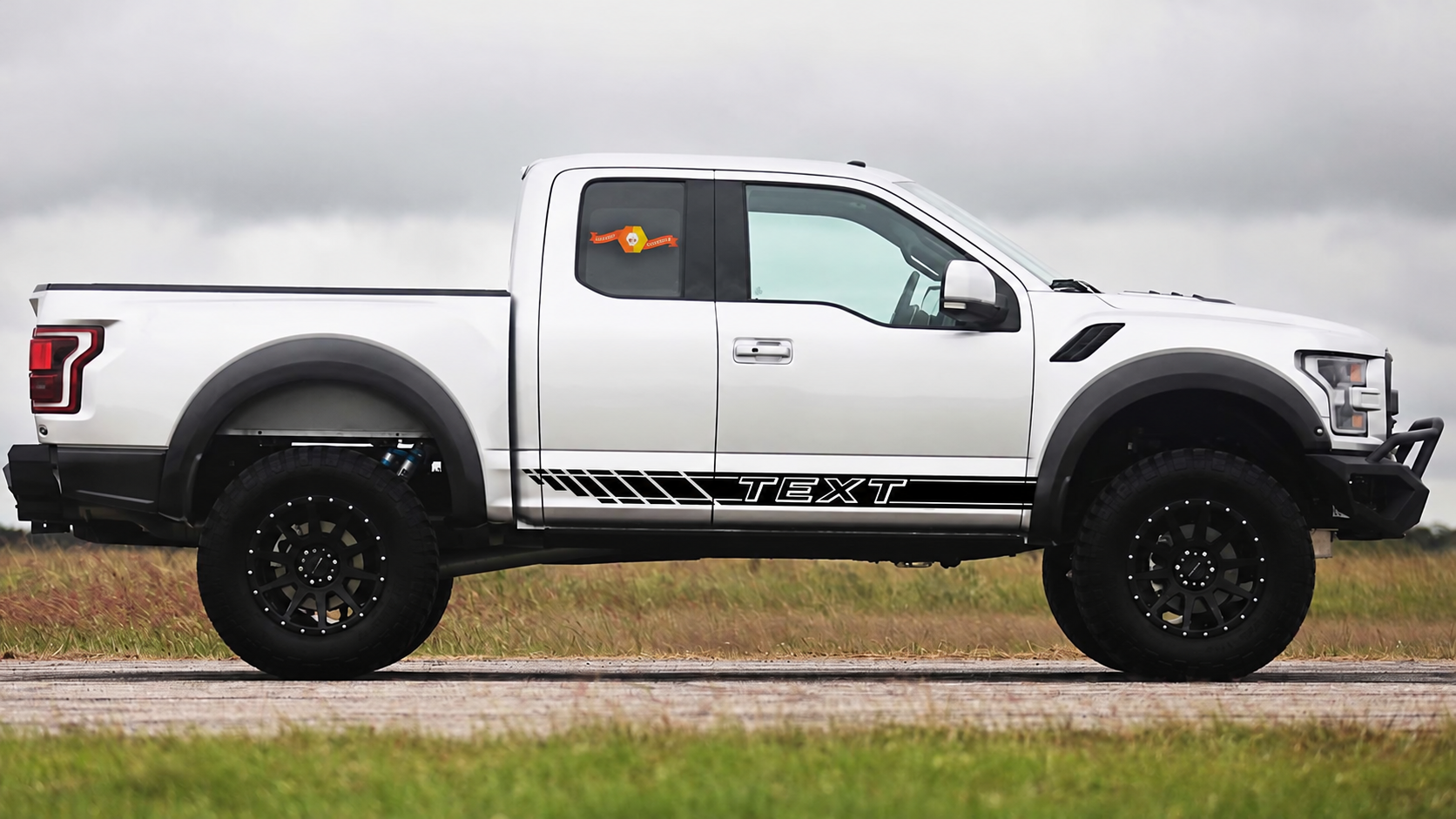 Autocollant en vinyle Paire de bandes triples pour panneau latéral pour Ford F-250 2010-2014