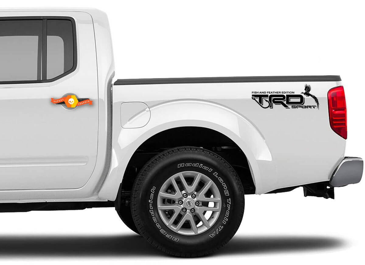 Ensemble d'autocollants en vinyle TRD Sport Fish & Feather pour tablette latérale Toyota Tacoma Tundra