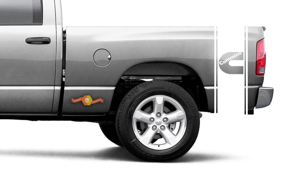 Kit d'autocollants en vinyle de bandes latérales Cummins Turbo Diesel pour Dodge Ram