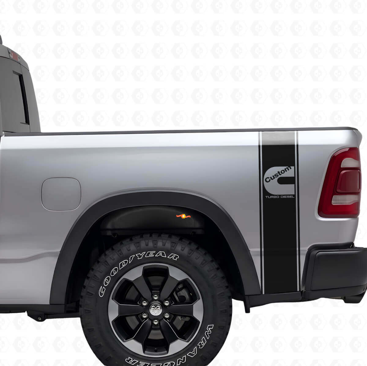 Kit d'autocollants vinyle bandes latérales arrière style C Turbo Diesel pour camions Dodge