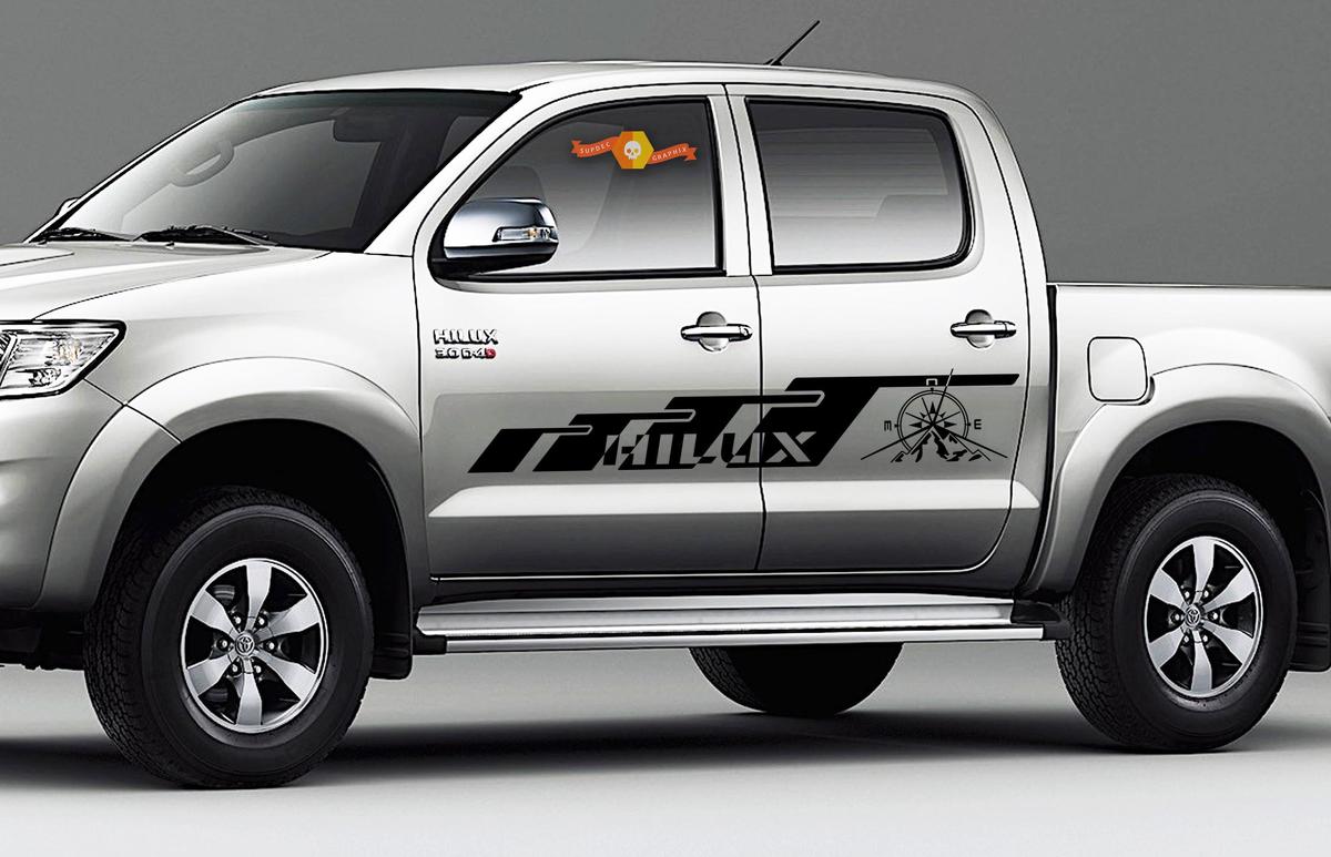 Autocollant en vinyle latéral style montagne Compass pour Toyota Hilux
