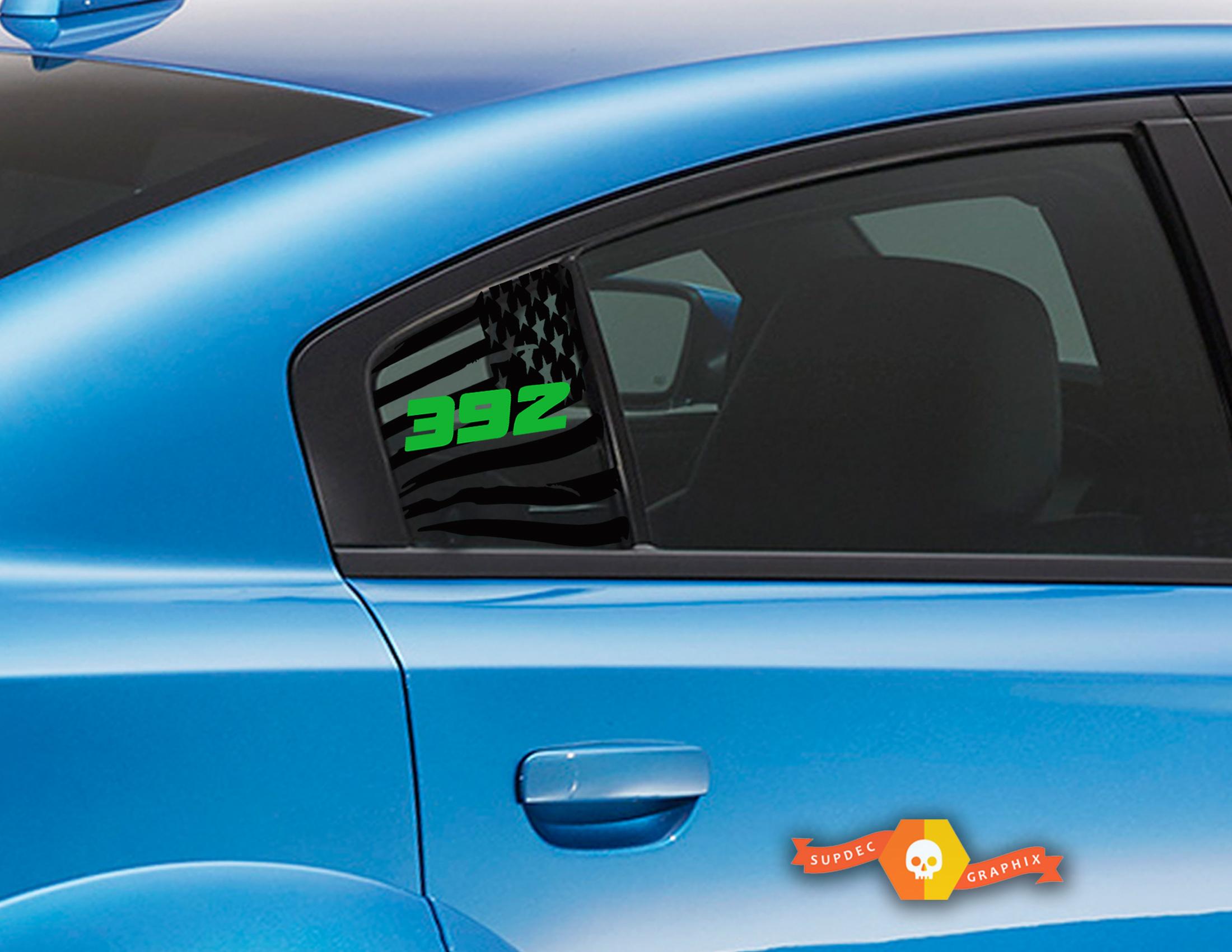 2 Dodge Charger Window drapeau américain 392 autocollants graphiques en vinyle pour pare-brise
