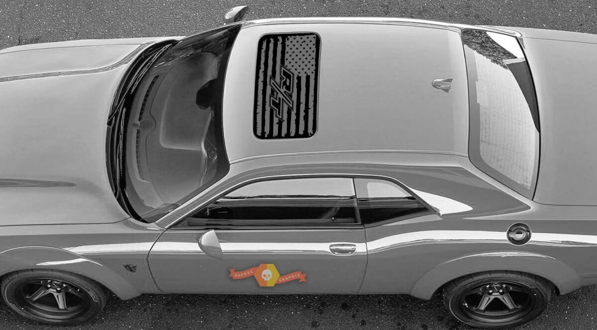 2 Dodge Challenger fenêtre toit ouvrant R/T drapeau vinyle pare-brise autocollant graphique autocollants
