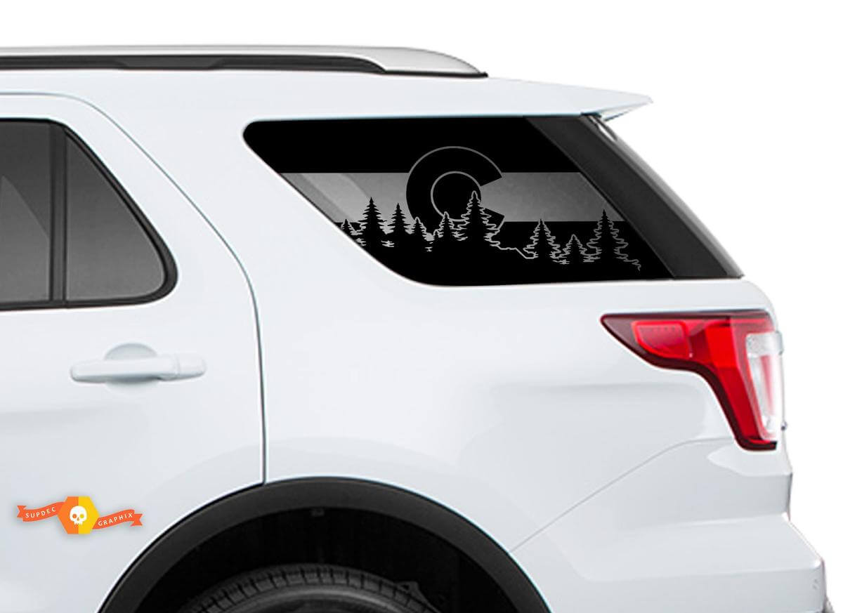 2011-2018 Ford Explorer - Autocollants de pare-brise du drapeau de l'État du Colorado pour les autocollants de vitres arrière
