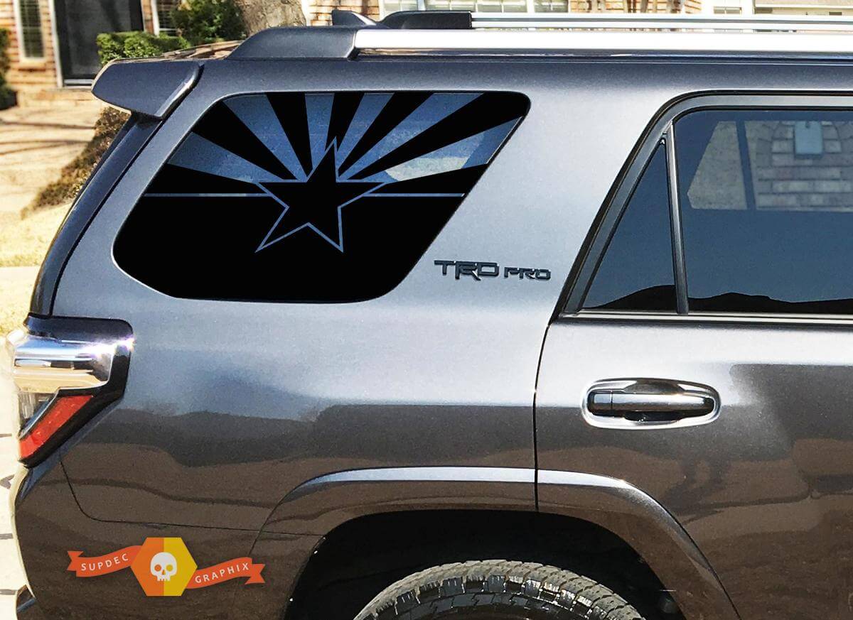 Autocollant en vinyle pour vitre latérale arrière avec drapeau de l'État de l'Arizona pour Toyota 4Runner 2010-2019
