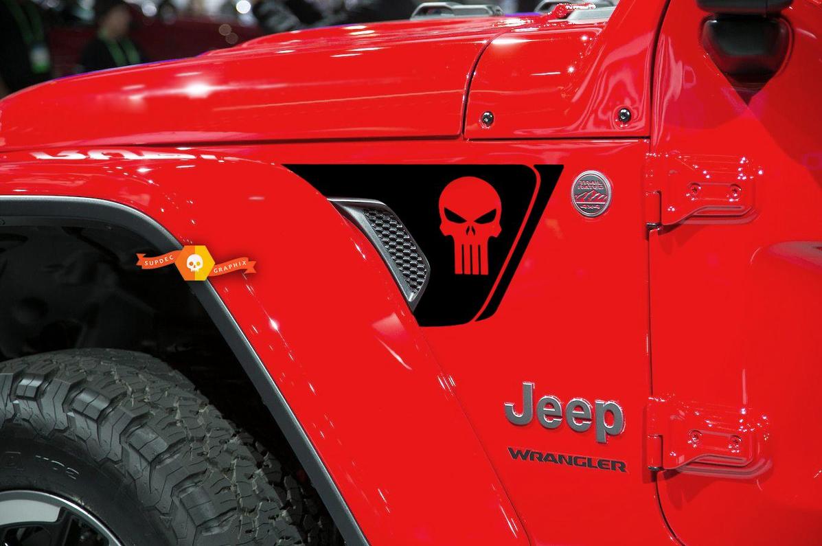 Autocollant Vinyle Décalque Calandre Crâne Punisher pour Jeep Wrangler