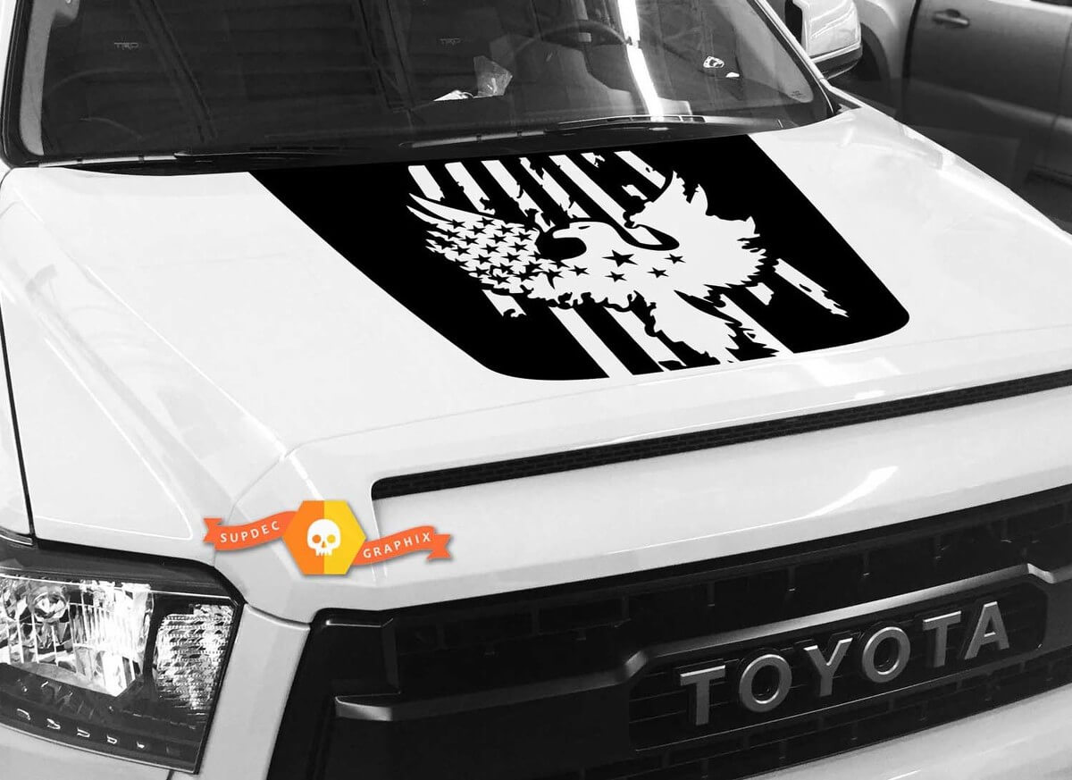 Autocollant en vinyle de capot Drapeau USA Aigle Royal pour Toyota Tundra 2014-18