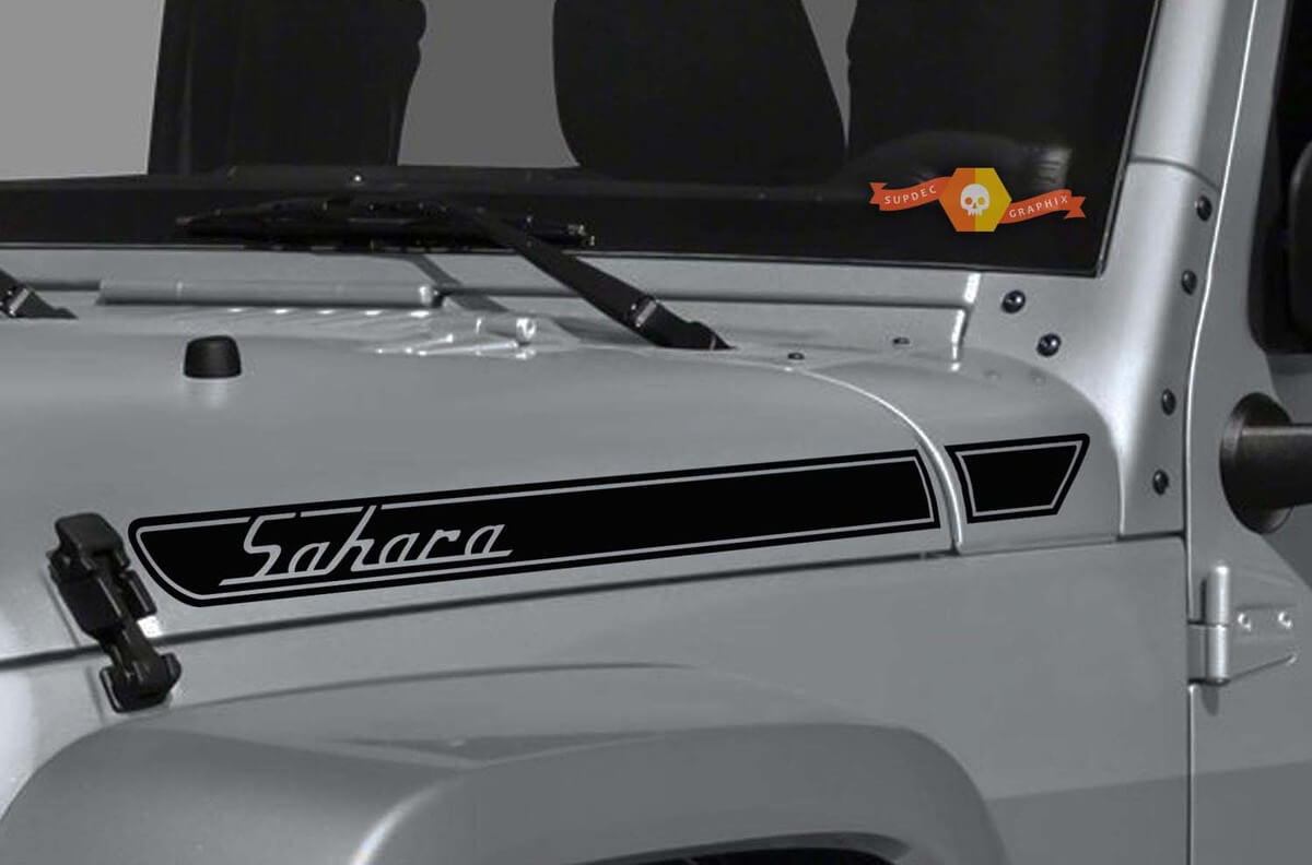 Kit d'autocollants en vinyle capot style rétro Sahara pour Jeep Wrangler