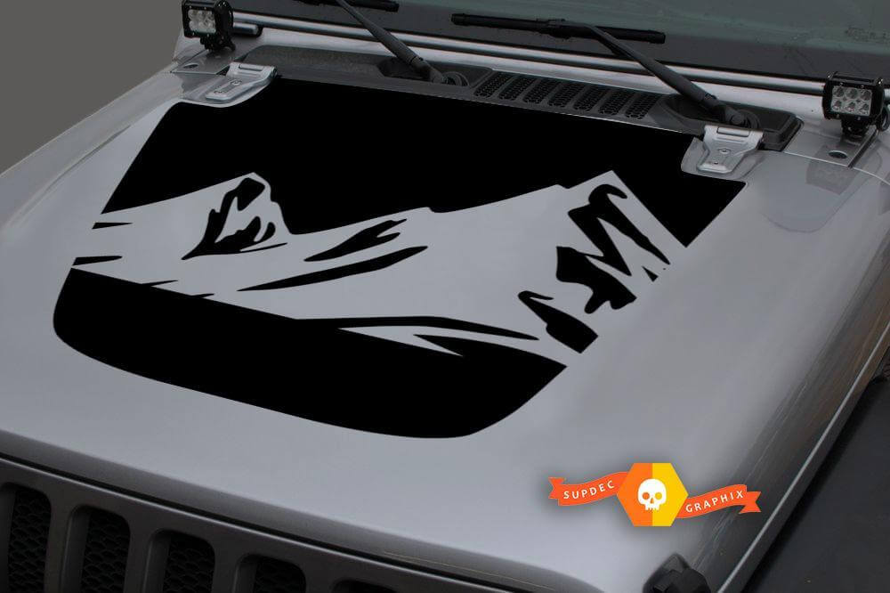 Autocollant en vinyle Blackout Mountains pour capot 2 pour Jeep Wrangler JL