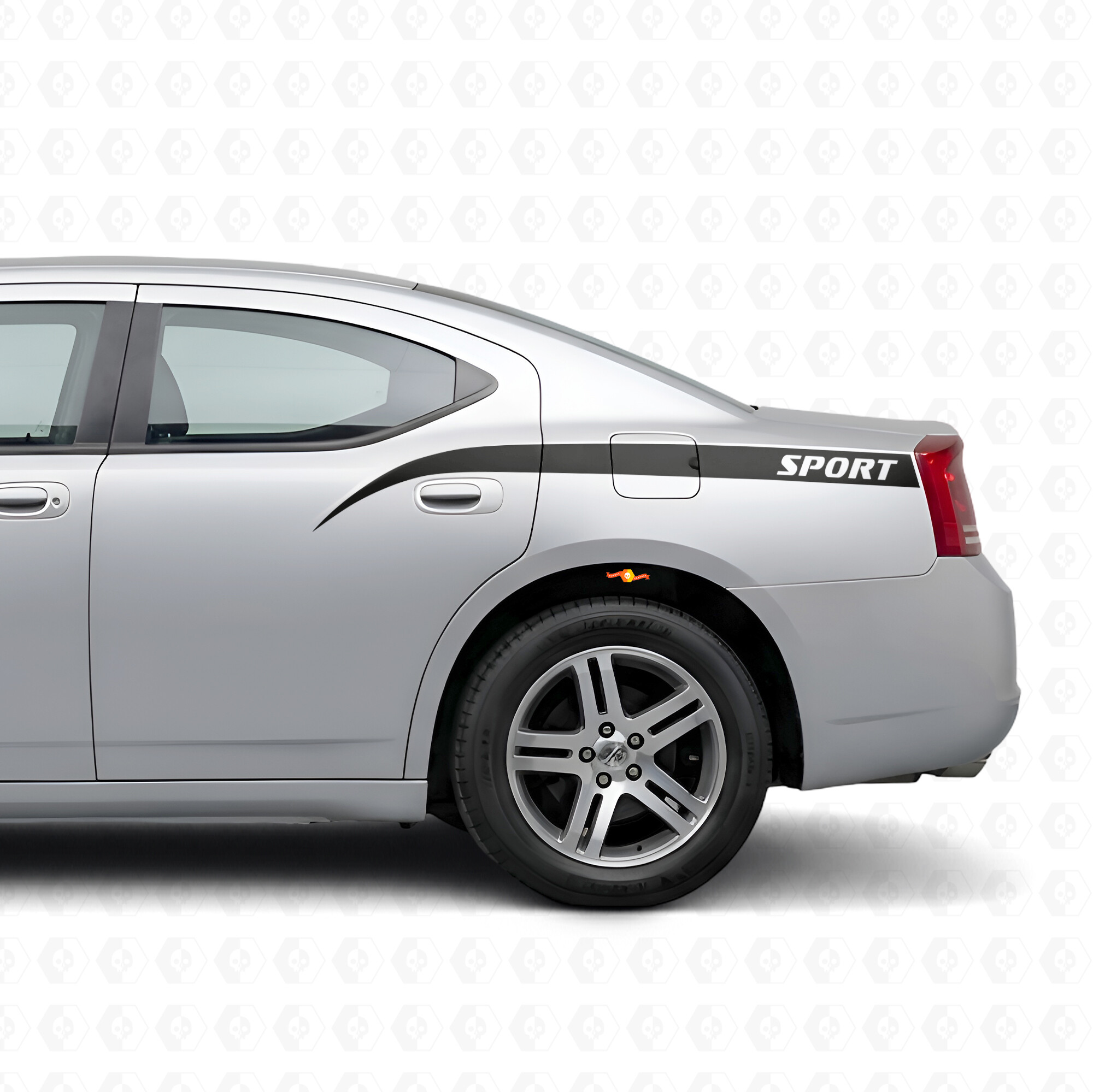 Autocollant vinyle à bandes incurvées sport pour bas de porte Dodge Charger 2006-2010
