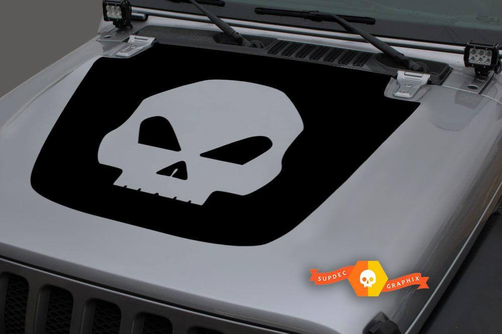 Autocollant en vinyle noir de capot Skull Blackout 3 pour Jeep Wrangler JL