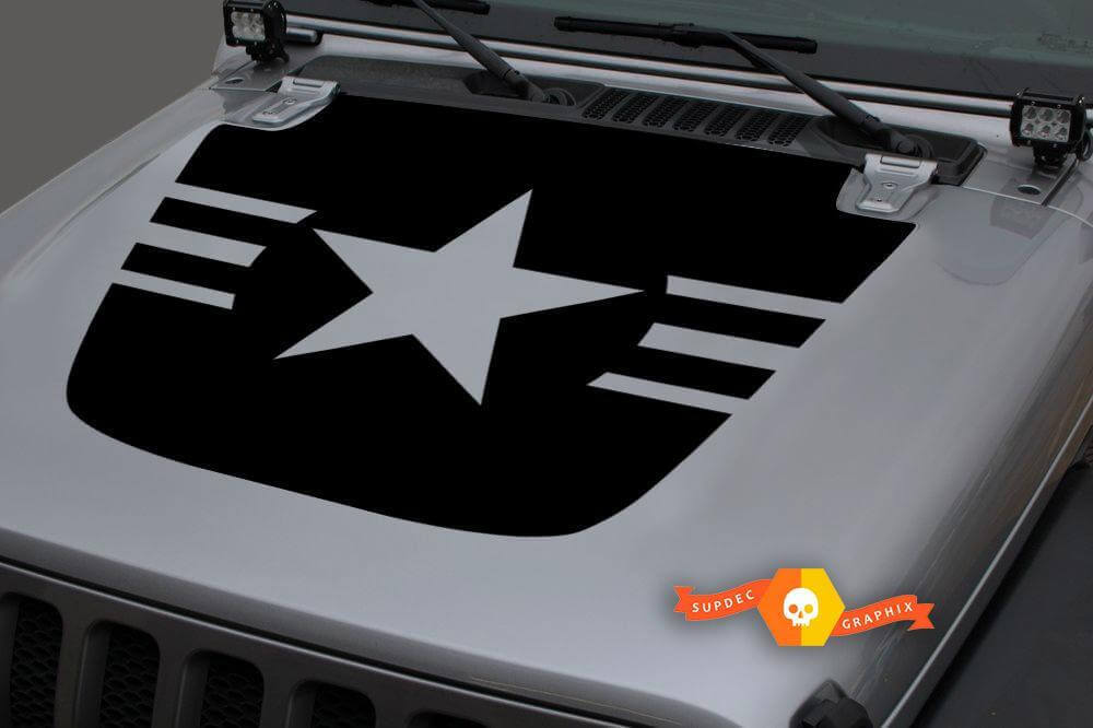 Autocollant en vinyle noir Military Star Blackout pour Jeep Wrangler JL