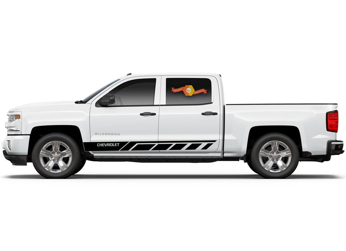 Chevrolet Silverado mk3 bandes latérales graphiques autocollant autocollant panneau de porte autocollant autocollant vinyle noir 2
