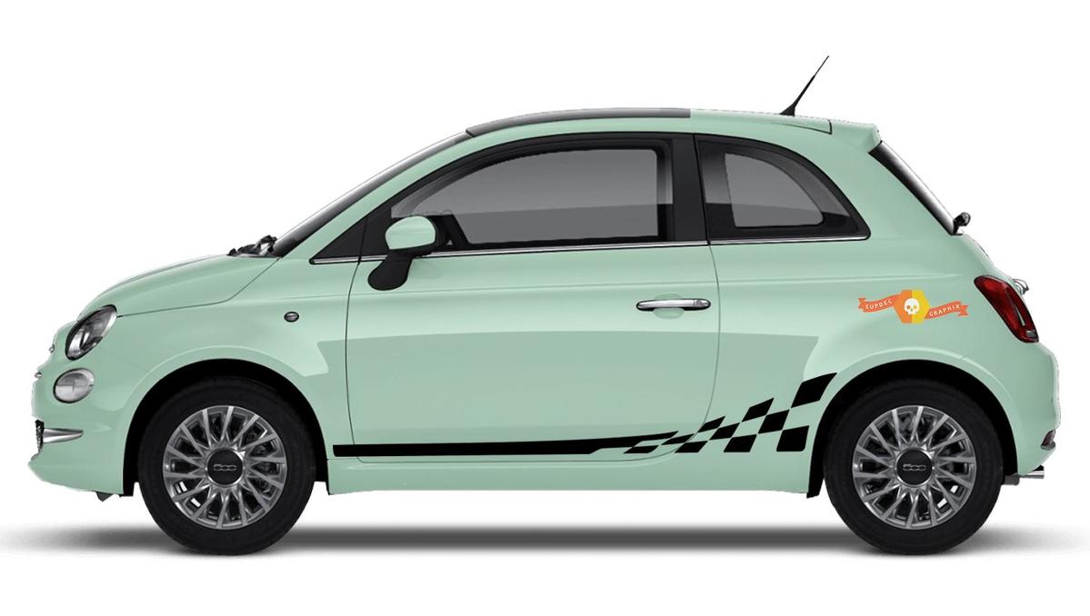 2 Bandes Latérales Adhésives Orange Pour Fiat 500 Turbo Abarth – Décorations Sport Tuning – Kit Or