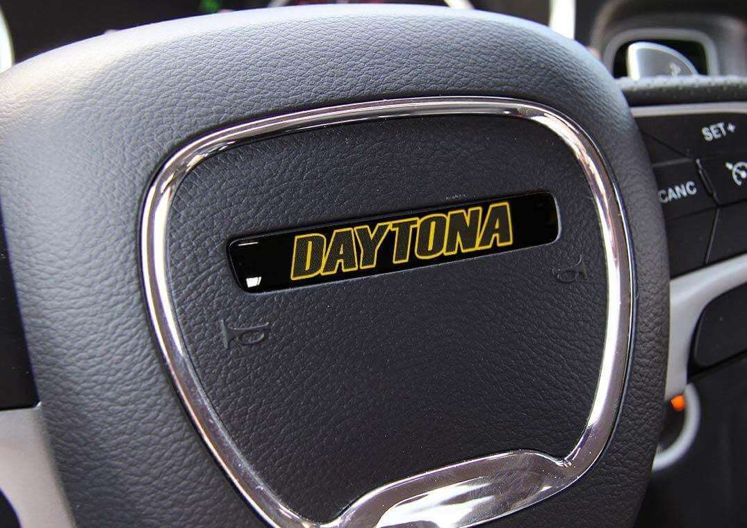 Autocollant Bombé Emblème de Volant Jaune Daytona pour Dodge Challenger Charger
