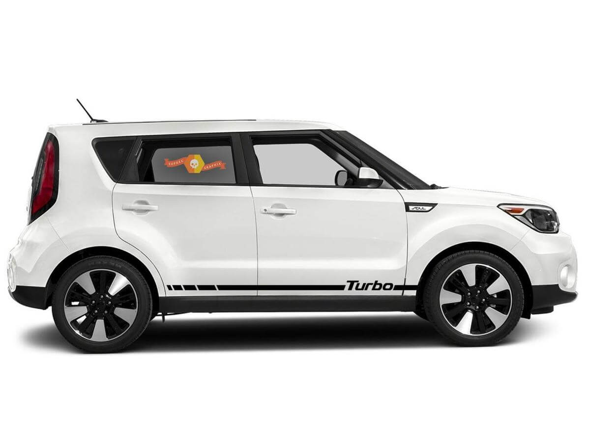 Autocollant graphique à rayures pour panneau de bascule inférieur latéral Turbo, pour Kia Soul 3
