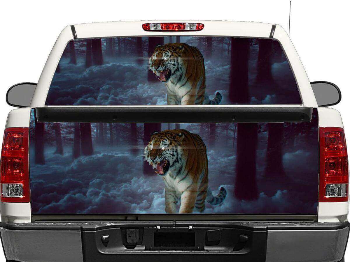 Autocollant en vinyle Tigre dans la forêt pour lunette arrière ou hayon de pick-up et SUV