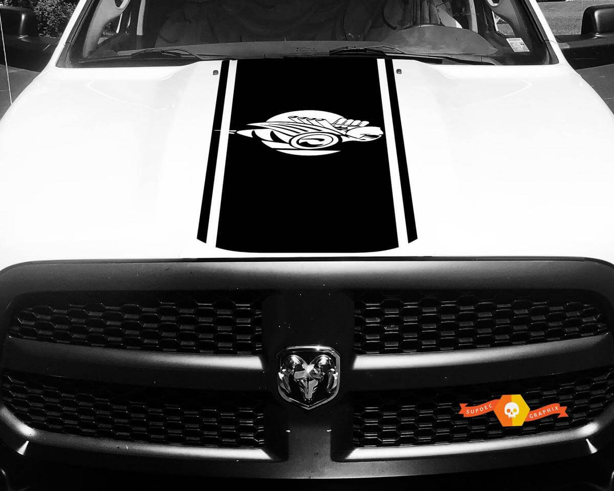 Autocollant en vinyle de capot à bandes délimitées style Rumble Bee pour Dodge Ram 1500