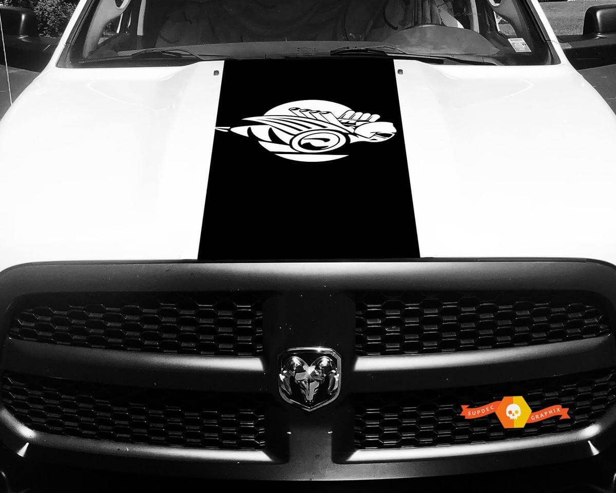 Dodge Ram 1500 2500 3500 Vinyl Racing Stripe Rumble Bee Hemi Hood Stickers Autocollants #8
