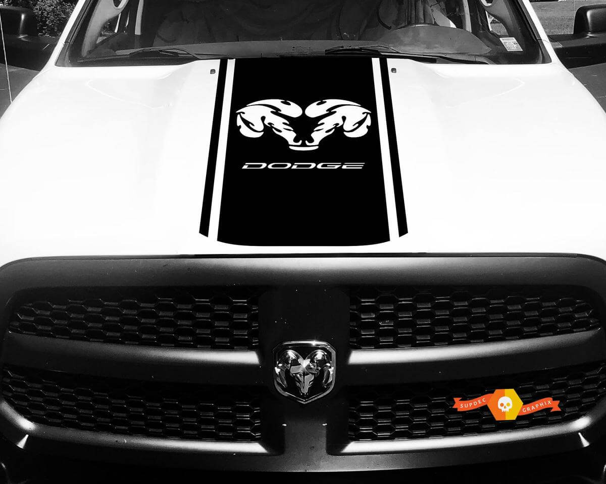 Dodge Ram 1500 2500 3500 Vinyl Racing Stripe RAM Dodge Hood Stickers Autocollants #17
