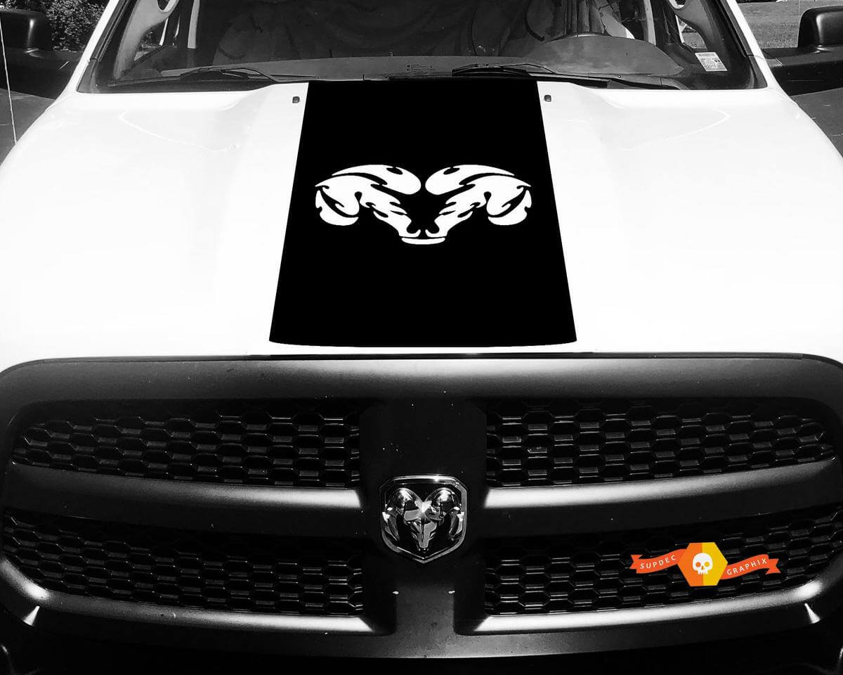 Dodge Ram 1500 Vinyle Decal HOOD Ram Head Racing HEMI Stripe Stickers #31
