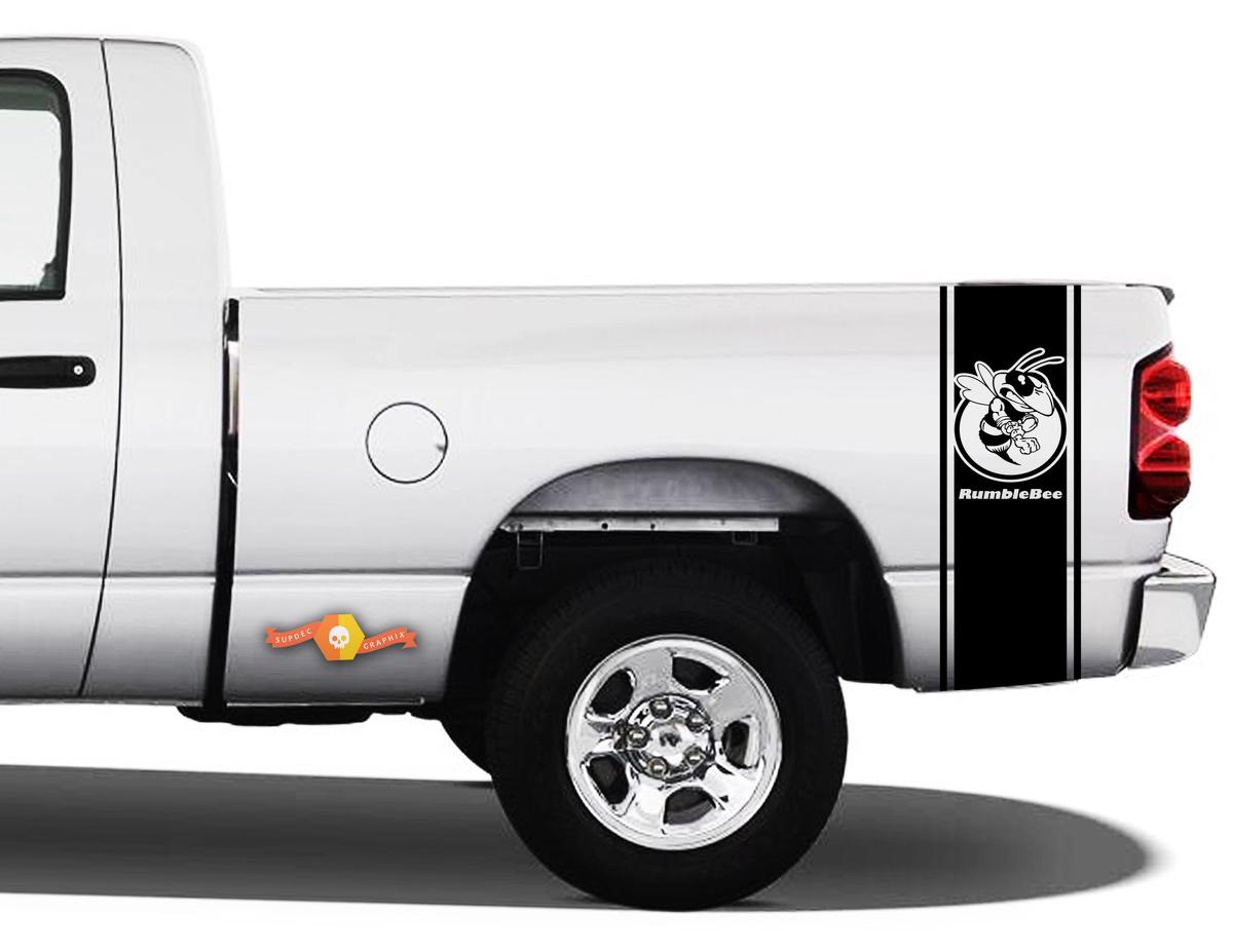 DODGE RAM 1500 autocollant en vinyle bande latérale de lit autocollant de course Ram Rumble Bee Hemi #107
