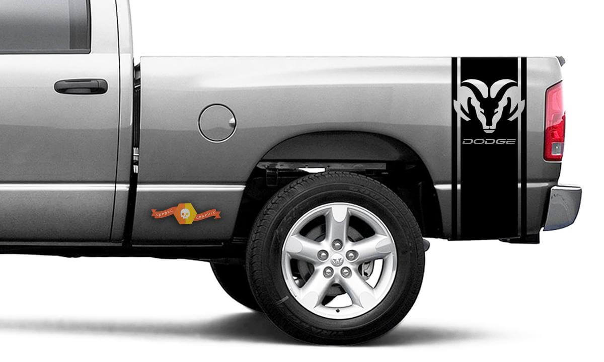 DODGE RAM 1500 vinyle autocollant bande latérale de lit course Hemi Power Ram Dodge autocollant #113
