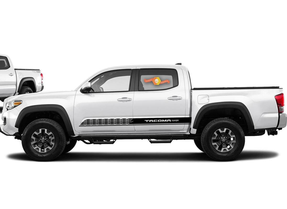 2X Toyota Tacoma 2016-2019 côté jupe vinyle autocollants graphiques rallye kit d'autocollants

