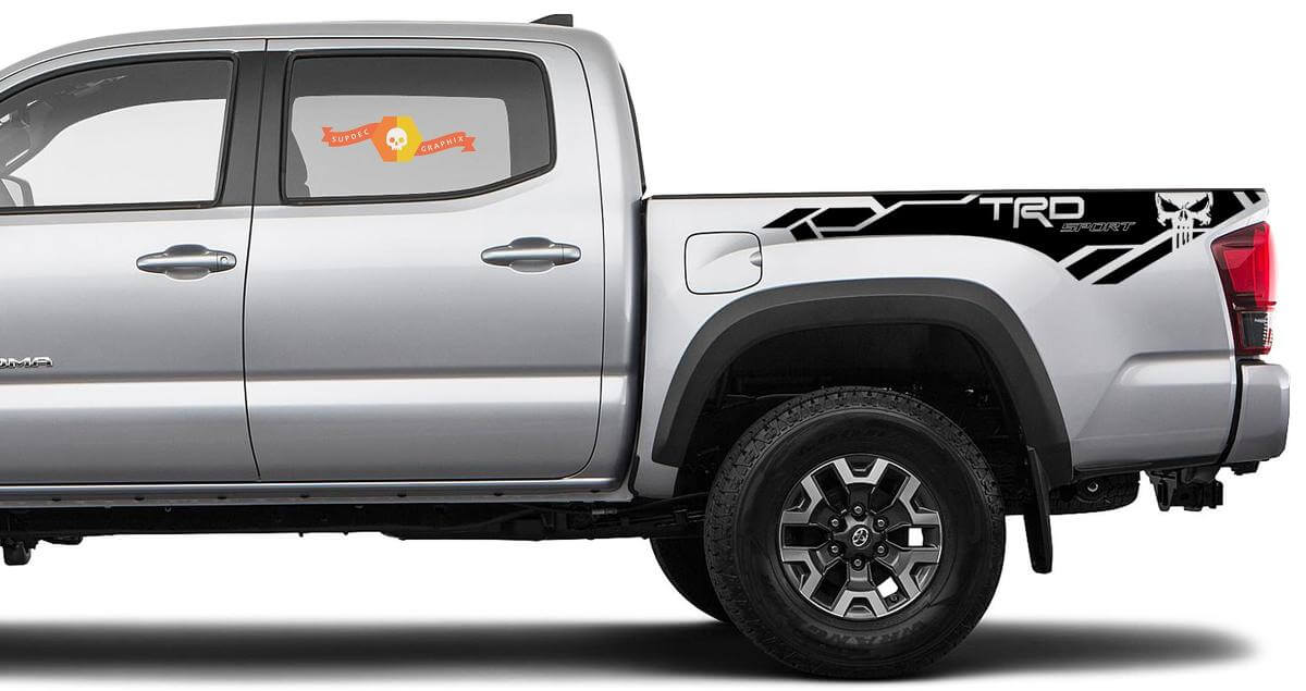 Kit d'autocollants vinyle TRD Sport Punisher pour flanc de benne Toyota Tacoma 2016-2020
