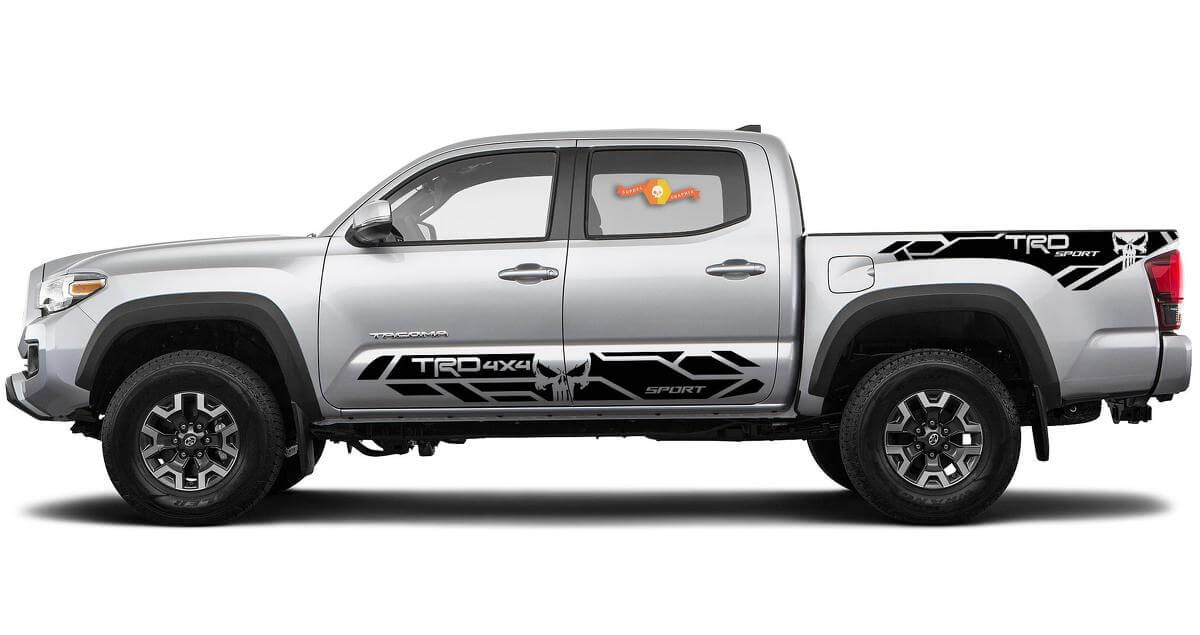 Kit de Déco Vinyle Latérale TRD 4x4 Sport Punisher pour Bas de Caisse et Côté de Benne pour Toyota Tacoma 2016-20