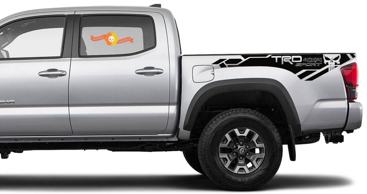 Kit d'autocollants latéraux en vinyle TRD 4x4 Sport Punisher pour benne Toyota Tacoma 2016-2020