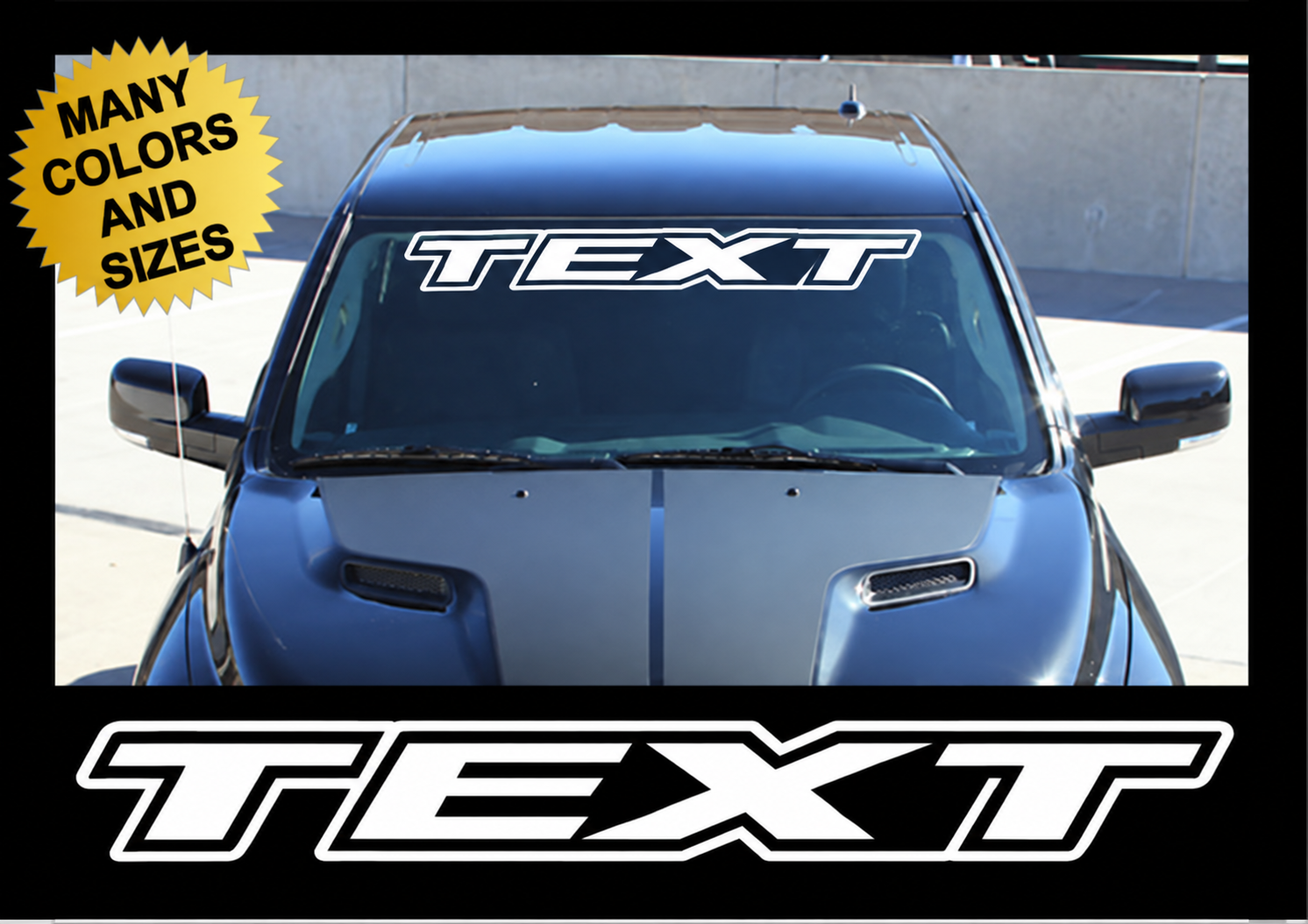 Autocollant en vinyle contour texte pour pare-brise Ford F-150 2015-2017