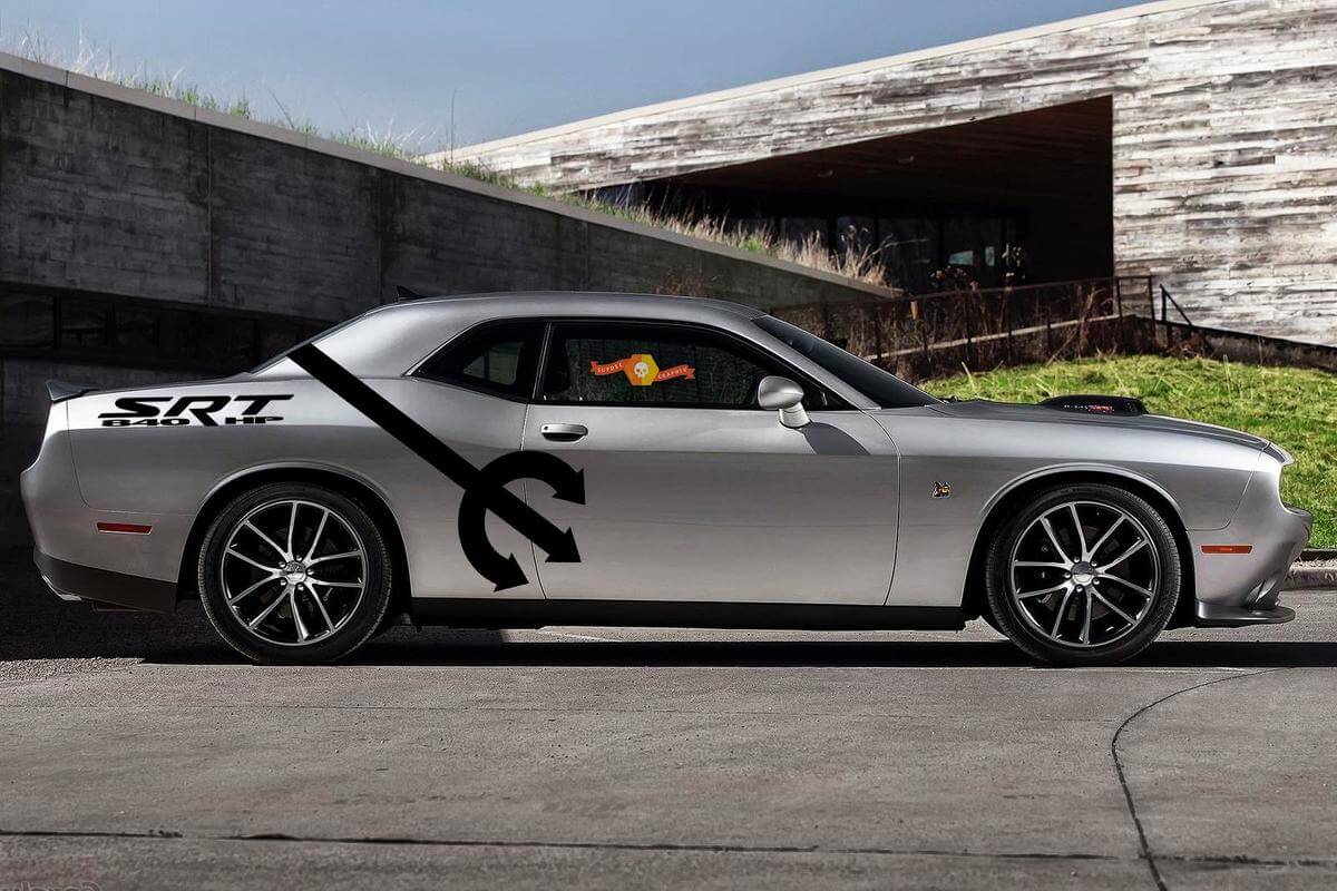 2 côtés Dodge Challenger DEMON Pitchfork SRT 840 HP autocollants en vinyle latéraux autocollants graphiques-3
